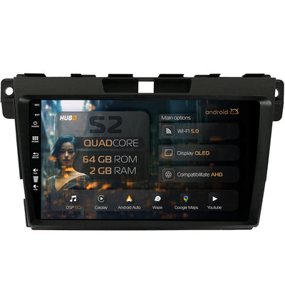 Navigatie HUB64 Mazda CX-7 (2008-2013), 2GB RAM, Android, GPS, Wi-FI, Carplay, Android Auto, USB, Bluetooth, Radio, Waze, Touchscreen, 9 inch