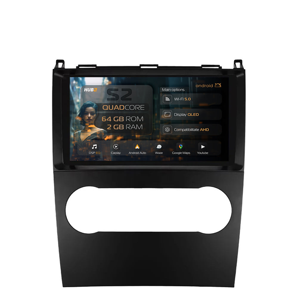 Navigatie HUB64 Mercedes Benz A/B Class (2004-2011), 2GB RAM, Android, GPS, Wi-FI, Carplay, Android Auto, USB, Bluetooth, Radio, Waze, Touchscreen, 9 inch