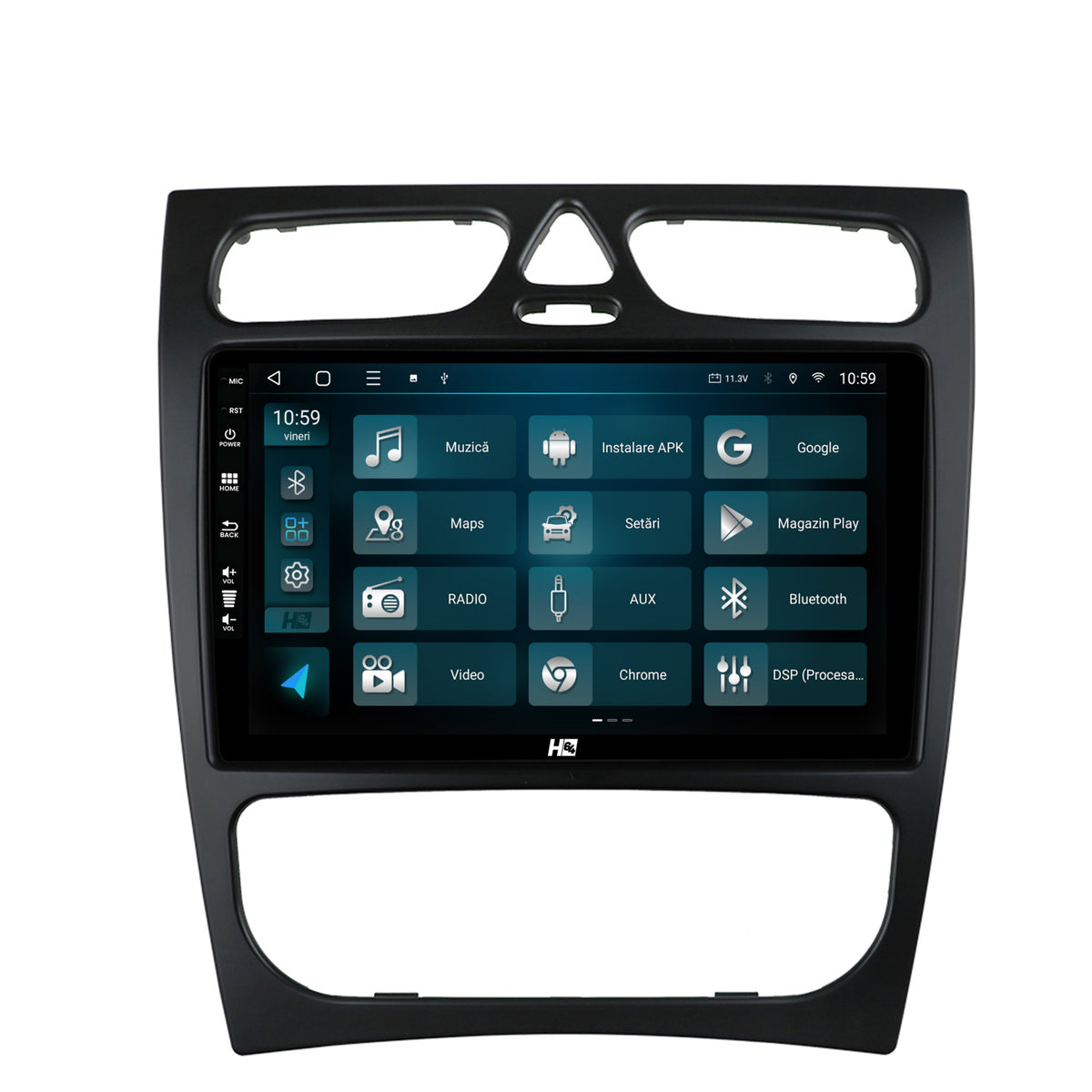 Navigatie HUB64 Mercedes Benz C-Class W203 (2000-2005), 4GB RAM, Android, Quadcore, DSP, GPS, Wi-FI, Carplay, Android Auto, USB, Bluetooth, Waze, Touchscreen, 9 inch