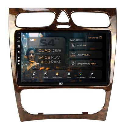 Navigatie HUB64 Mercedes Benz C Class (W203) (2000-2004), 4GB RAM, Android, Quadcore, DSP, GPS, Wi-FI, Carplay, Android Auto, USB, Bluetooth, Waze, Touchscreen, 9 inch