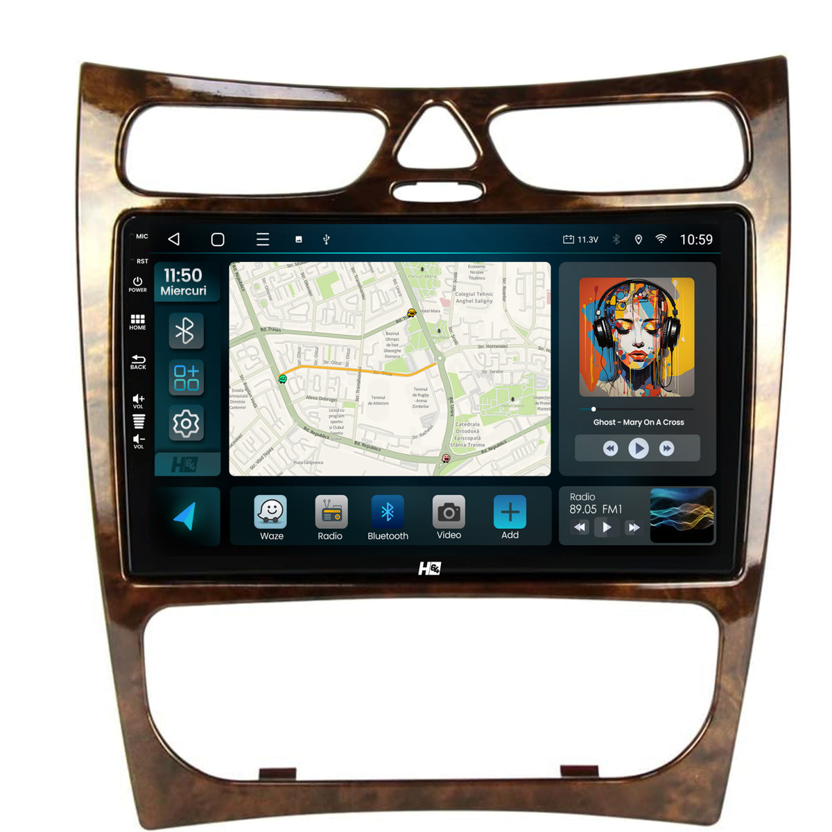 Navigatie HUB64 Benz CLK (W209) (2000-2005), 4GB RAM, Android, Quadcore, DSP, GPS, Wi-FI, Carplay, Android Auto, USB, Bluetooth, Waze, Touchscreen, 9 inch