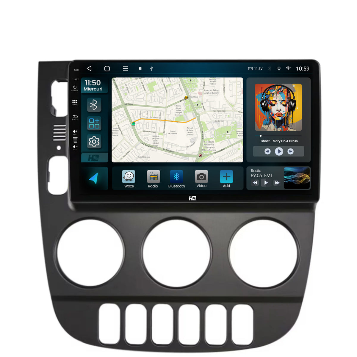 Navigatie HUB64 Mercedes Benz ML W163 (1998-2005), 4GB RAM, Android, Quadcore, DSP, GPS, Wi-FI, Carplay, Android Auto, USB, Bluetooth, Waze, Touchscreen, 9 inch