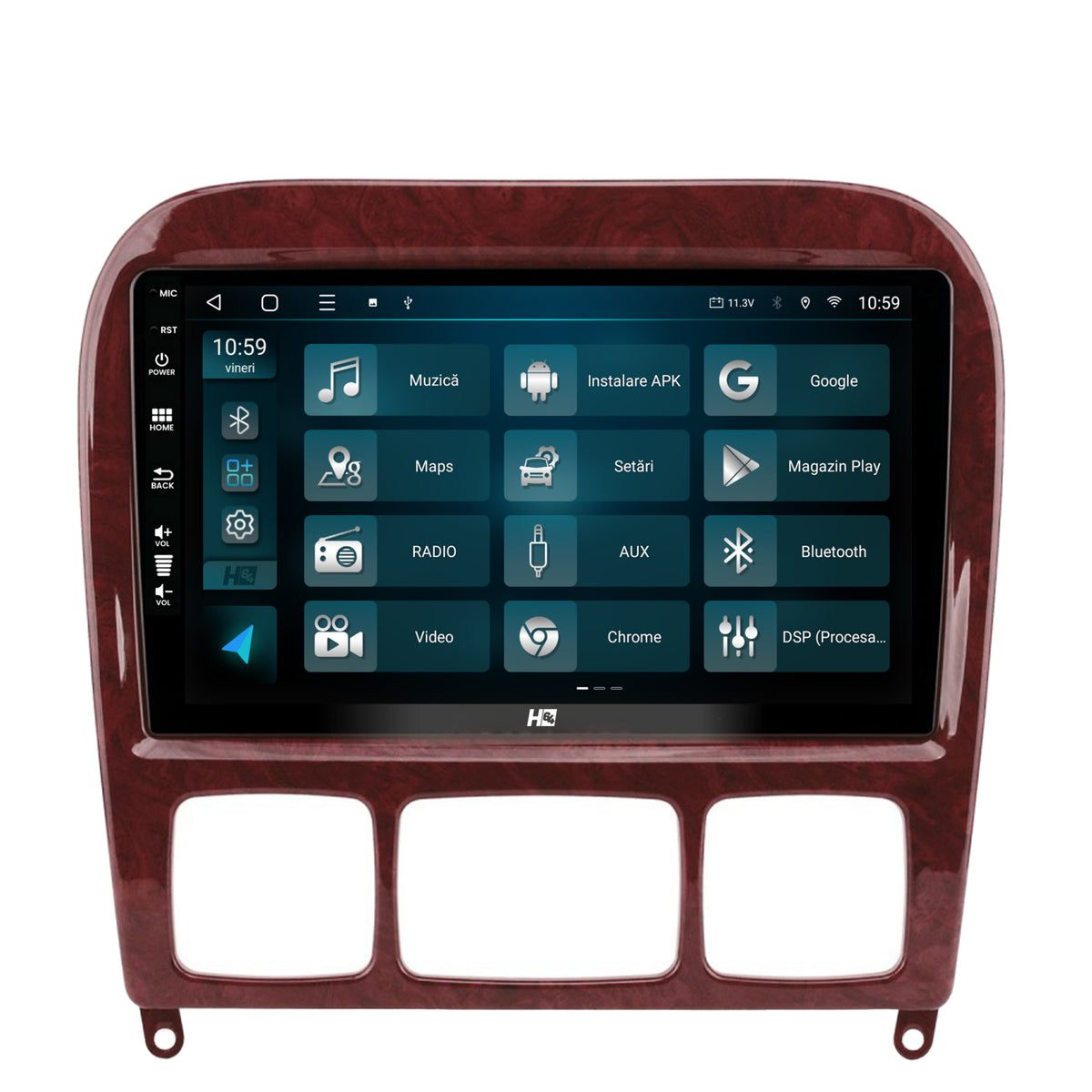 Navigatie HUB64 Mercedes Benz S-Class (1998-2005), 8GB RAM, Android, Octacore, Slot Sim 4G, DSP, GPS, Wi-FI, Carplay, Android Auto, USB, Bluetooth, Waze, Touchscreen, 9 Inch