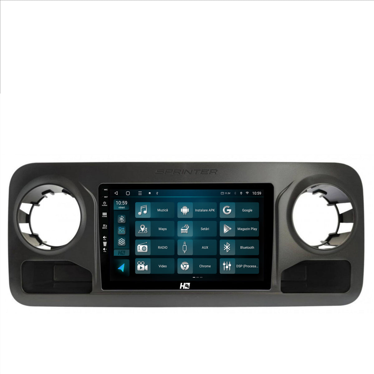 Navigatie HUB64 Mercedes Benz Sprinter (2018+), 4GB RAM, Android, Quadcore, DSP, GPS, Wi-FI, Carplay, Android Auto, USB, Bluetooth, Waze, Touchscreen, 10.1 Inch