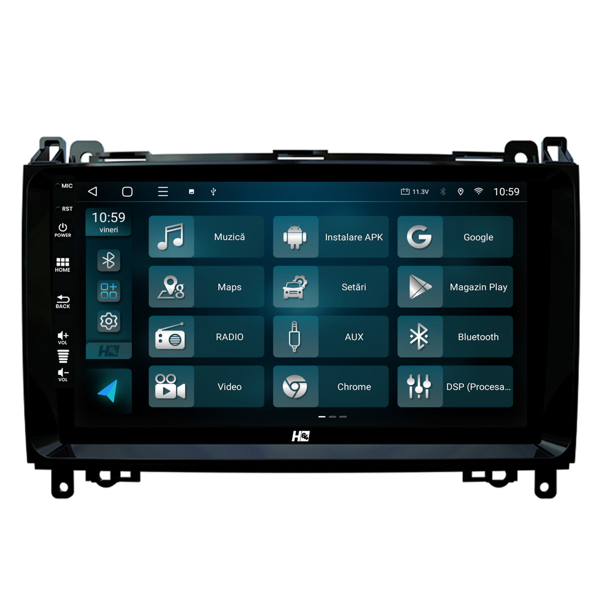 Navigatie HUB64 Mercedes Benz Sprinter, Viano, Vito, A/B Class, Crafter, 4GB RAM, Android, Octacore, Slot Sim 4G, DSP, GPS, Wi-FI, Carplay, Android Auto, USB, Bluetooth, Waze, Touchscreen, 9