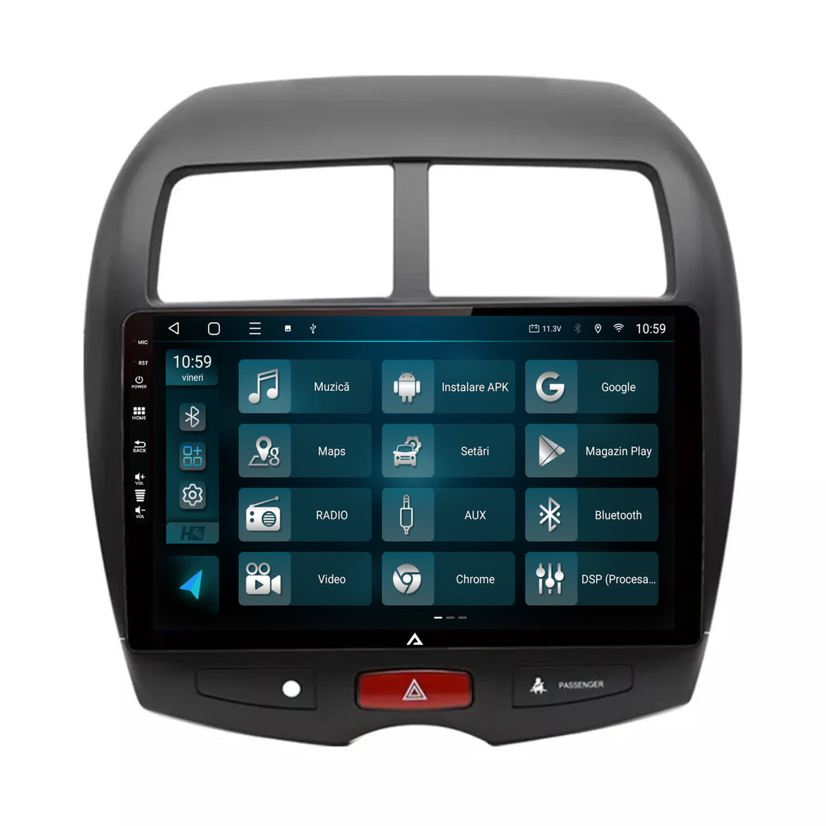 Navigatie HUB64 Mitsubishi ASX / Peugeot 4008 (2010-2018), 8GB RAM, Android, Octacore, Slot Sim 4G, DSP, GPS, Wi-FI, Carplay, Android Auto, USB, Bluetooth, Waze, Touchscreen, 10.1 Inch
