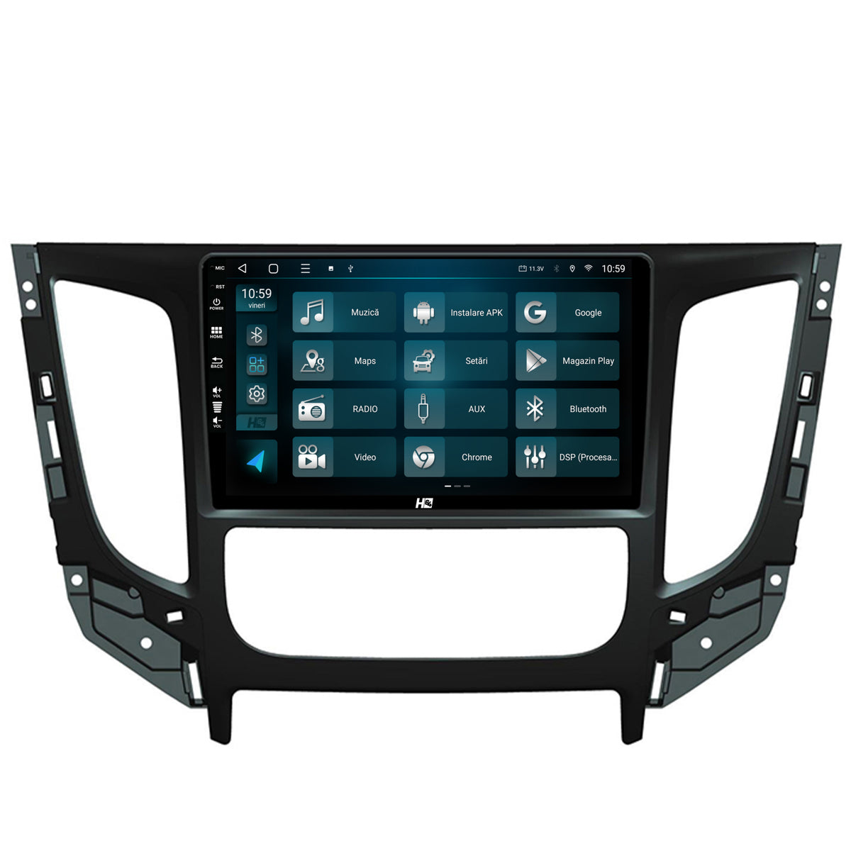 Navigatie HUB64 Mitsubishi L200 (2014-2020), 4GB RAM, Android, Octacore, Slot Sim 4G, DSP, GPS, Wi-FI, Carplay, Android Auto, USB, Bluetooth, Waze, Touchscreen, 9 inch
