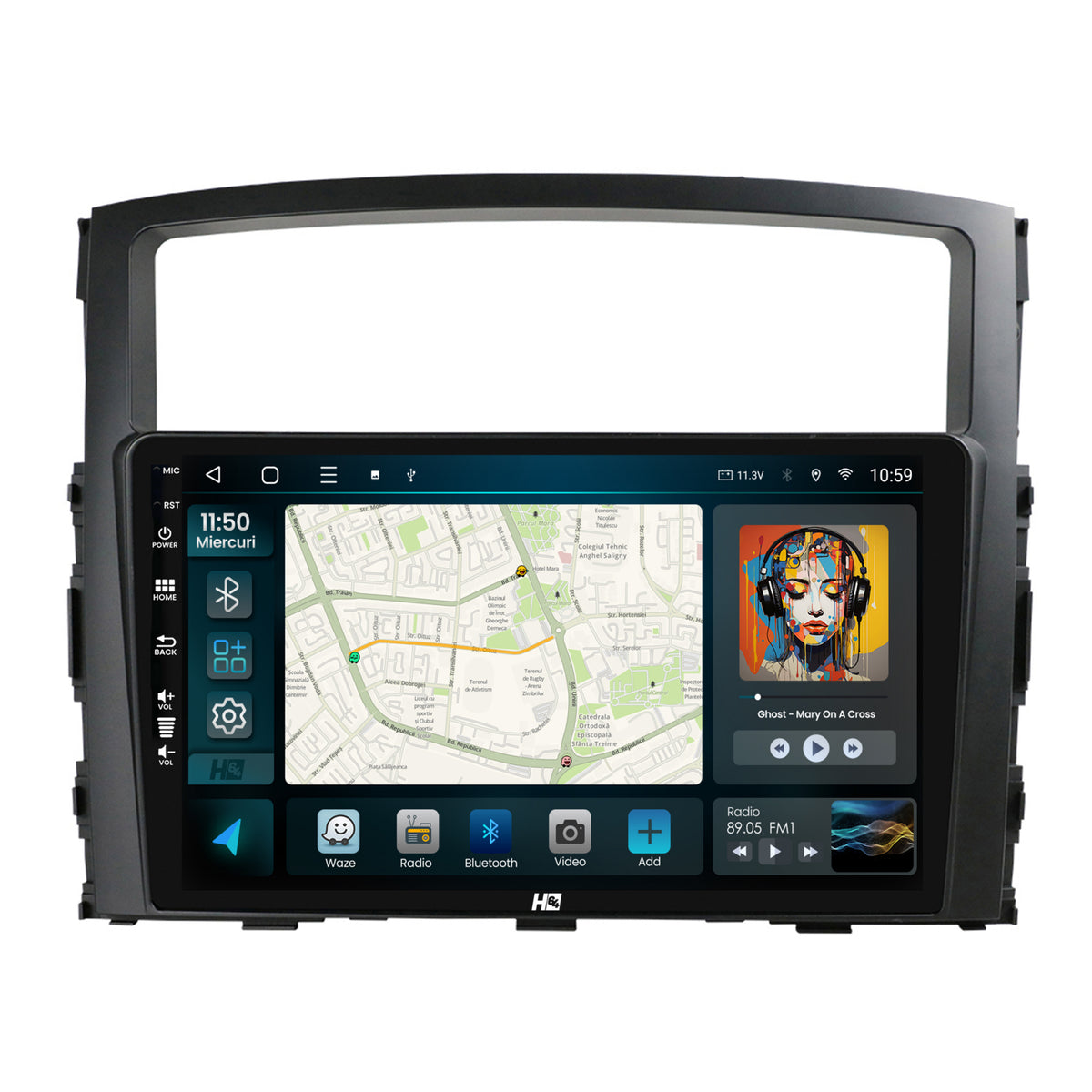 Navigatie HUB64 Mitsubishi Pajero (2006-2014), 2GB RAM, Android, GPS, Wi-FI, Carplay, Android Auto, USB, Bluetooth, Radio, Waze, Touchscreen, 9 inch