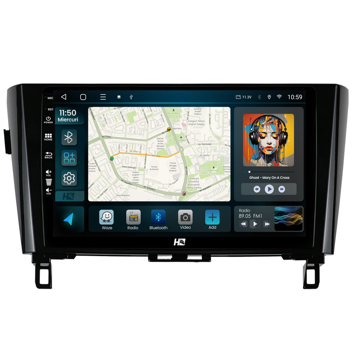 Navigatie HUB64 Nissan Qashqai / X-Trail (2013+), 4GB RAM, Android, Octacore, Slot Sim 4G, DSP, GPS, Wi-FI, Carplay, Android Auto, USB, Bluetooth, Waze, Touchscreen, 10.1 Inch