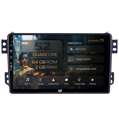Navigatie HUB64 Opel Agila (2007-2014), 2GB RAM, Android, GPS, Wi-FI, Carplay, Android Auto, USB, Bluetooth, Radio, Waze, Touchscreen, 9 inch