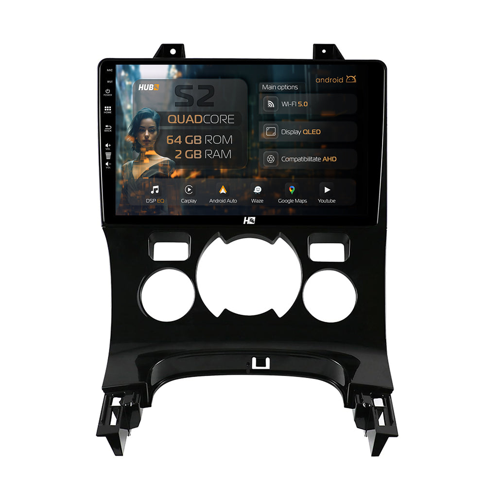 Navigatie HUB64 Peugeot 3008/5008, 2GB RAM, Android, GPS, Wi-FI, Carplay, Android Auto, USB, Bluetooth, Radio, Waze, Touchscreen, 9 inch