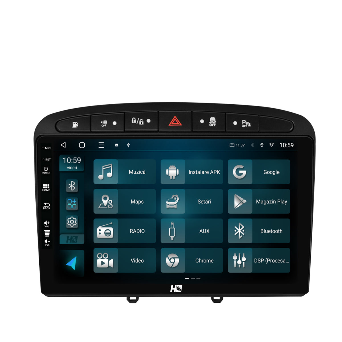 Navigatie HUB64 Peugeot 308/408 (2008-2013), 6GB RAM, Android, Octacore, Slot Sim 4G, DSP, GPS, Wi-FI, Carplay, Android Auto, USB, Bluetooth, Waze, Touchscreen, 9 Inch