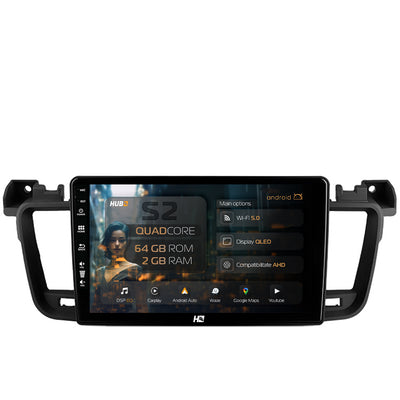 Navigatie HUB64 Peugeot 508 (2010-2018), 2GB RAM, Android, GPS, Wi-FI, Carplay, Android Auto, USB, Bluetooth, Radio, Waze, Touchscreen, 9 inch