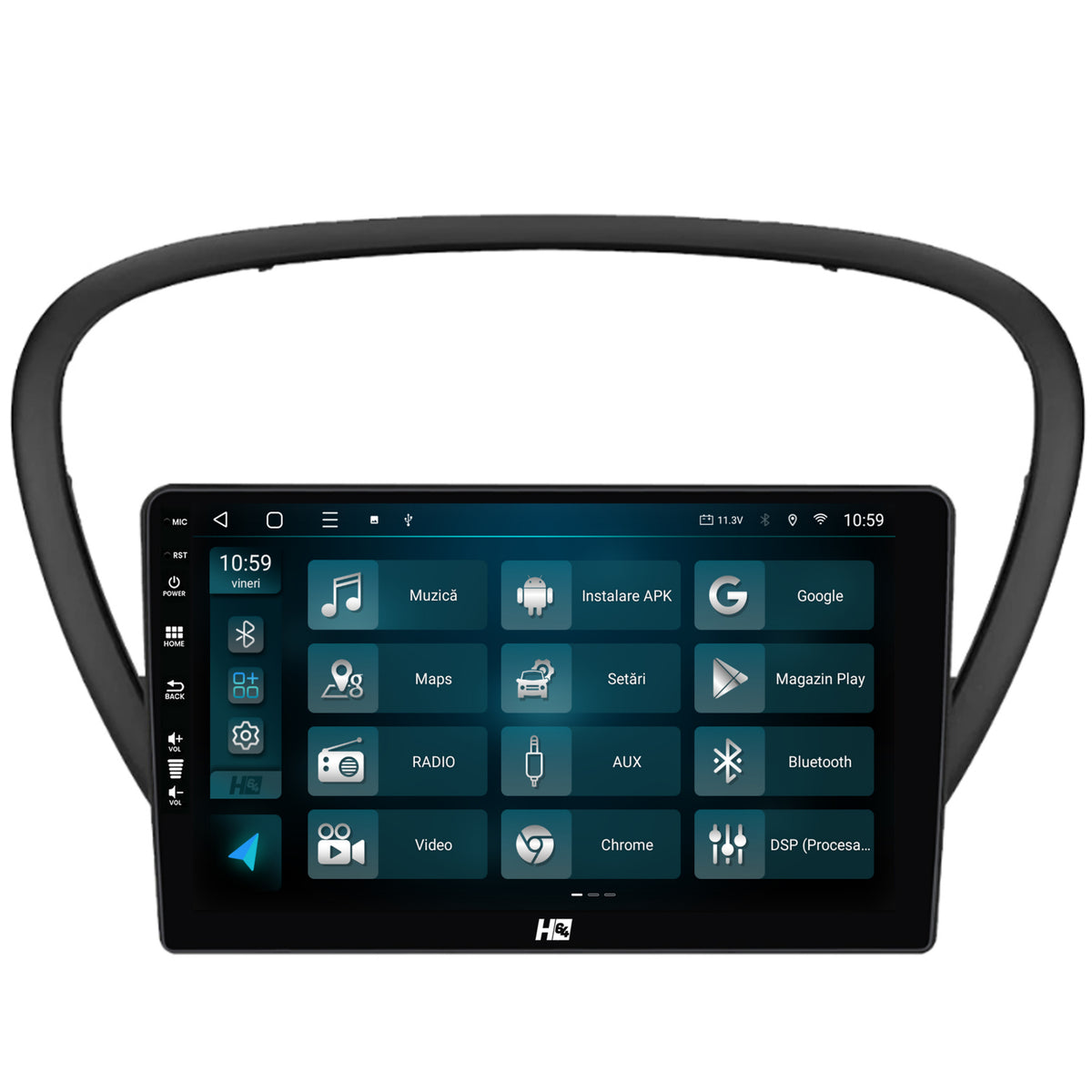 Navigatie HUB64 Peugeot 607 (2004-2011), 6GB RAM, Android, Octacore, Slot Sim 4G, DSP, GPS, Wi-FI, Carplay, Android Auto, USB, Bluetooth, Waze, Touchscreen, 9 Inch
