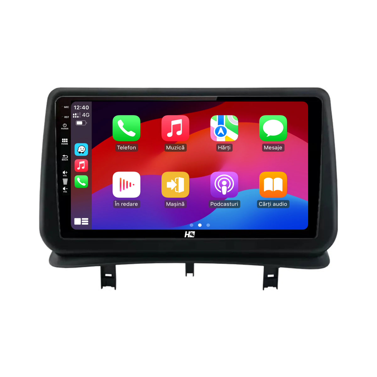 Navigatie HUB64 Renault Clio 3 (2005-2013), 4GB RAM, Android, Quadcore, DSP, GPS, Wi-FI, Carplay, Android Auto, USB, Bluetooth, Waze, Touchscreen, 9 inch