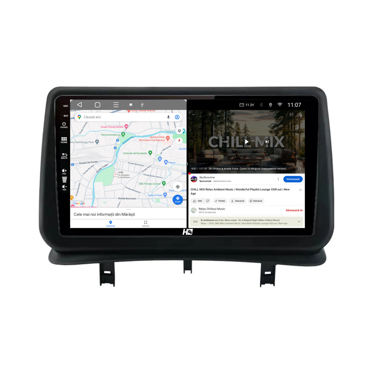 Navigatie HUB64 Renault Clio 3 (2005-2013), 4GB RAM, Android, Quadcore, DSP, GPS, Wi-FI, Carplay, Android Auto, USB, Bluetooth, Waze, Touchscreen, 9 inch