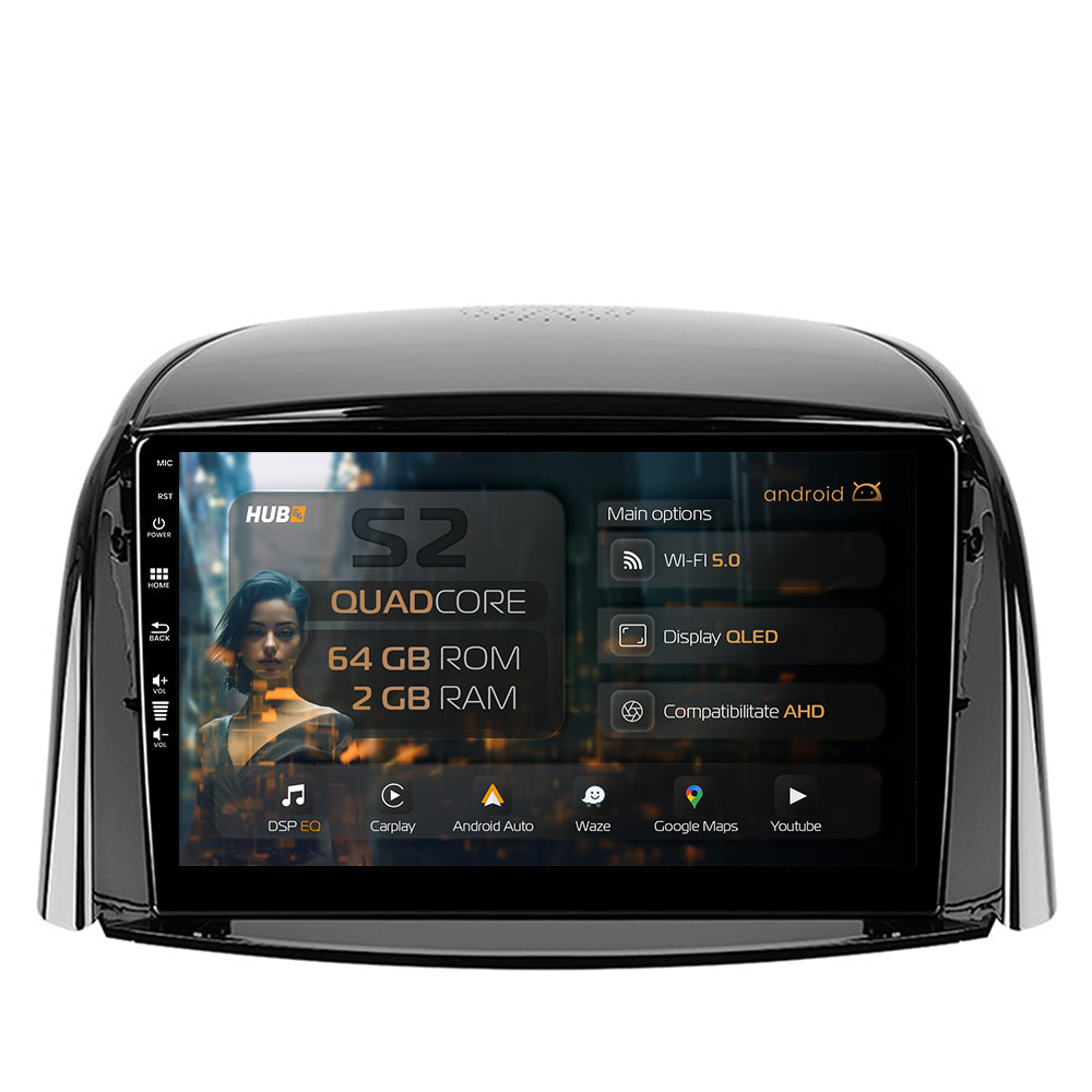 Navigatie HUB64 Renault Koleos (2009-2016), 2GB RAM, Android, GPS, Wi-FI, Carplay, Android Auto, USB, Bluetooth, Radio, Waze, Touchscreen, 9 inch