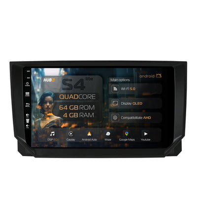 Navigatie HUB64 Seat Ibiza (2017+), 4GB RAM, Android, Quadcore, DSP, GPS, Wi-FI, Carplay, Android Auto, USB, Bluetooth, Waze, Touchscreen, 9 inch