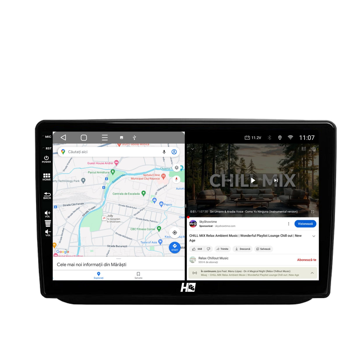 Navigatie HUB64 Skoda Fabia (2007-2014), 4GB RAM, Android, Quadcore, DSP, GPS, Wi-FI, Carplay, Android Auto, USB, Bluetooth, Waze, Touchscreen, 10.1 Inch