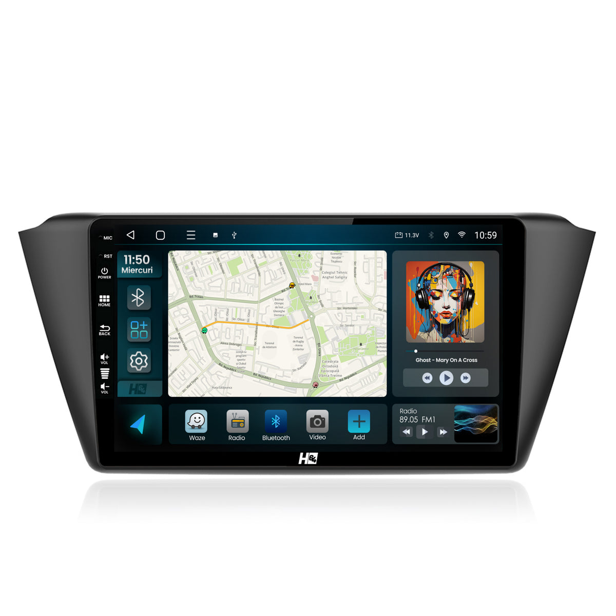 Navigatie HUB64 Skoda Fabia (2015+), 4GB RAM, Android, Octacore, Slot Sim 4G, DSP, GPS, Wi-FI, Carplay, Android Auto, USB, Bluetooth, Waze, Touchscreen, 9 inch