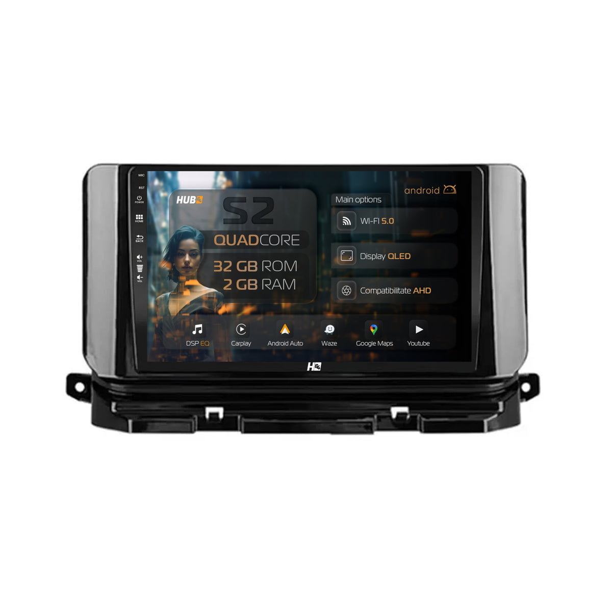 Navigatie HUB64 Skoda Octavia 4 (2021+), 2GB RAM, Android, GPS, Wi-FI, Carplay, Android Auto, USB, Bluetooth, Radio, Waze, Touchscreen, 10.1 inch