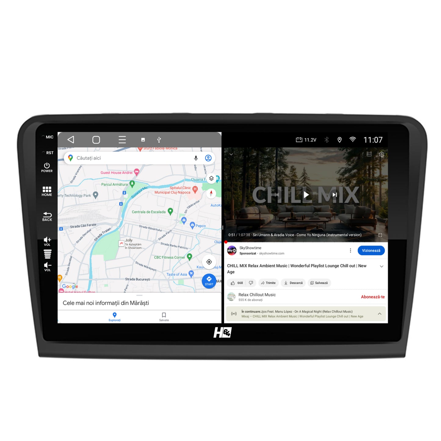 Navigatie HUB64 Skoda Superb 2 (2008-2015), 4GB RAM, Android, Quadcore, DSP, GPS, Wi-FI, Carplay, Android Auto, USB, Bluetooth, Waze, Touchscreen, 10.1 Inch