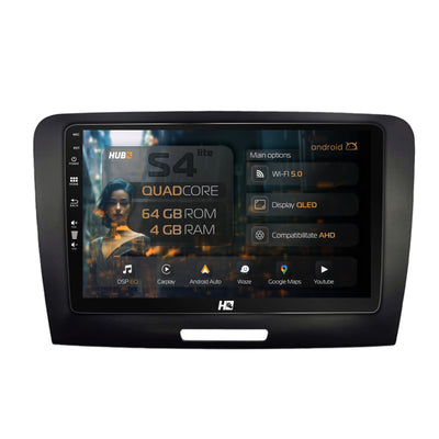 Navigatie HUB64 Skoda Superb 2 (2008-2015), 4GB RAM, Android, Quadcore, DSP, GPS, Wi-FI, Carplay, Android Auto, USB, Bluetooth, Waze, Touchscreen, 9 Inch