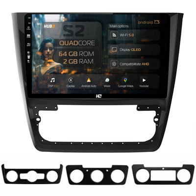 Navigatie HUB64 Skoda Yeti, 2GB RAM, Android, GPS, Wi-FI, Carplay, Android Auto, USB, Bluetooth, Radio, Waze, Touchscreen, 10.1 inch