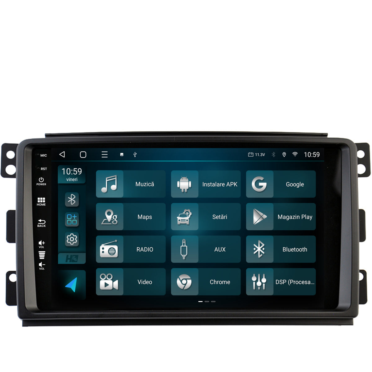 Navigatie HUB64 Smart For Two (2007-2010), 4GB RAM, Android, Octacore, Slot Sim 4G, DSP, GPS, Wi-FI, Carplay, Android Auto, USB, Bluetooth, Waze, Touchscreen, 9 inch