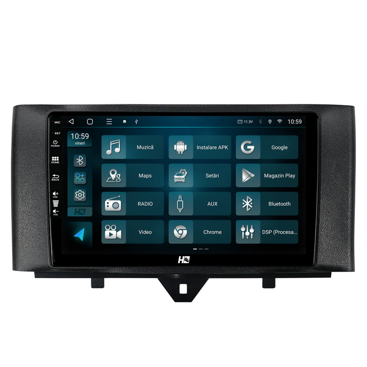 Navigatie HUB64 Smart Fortwo (2010-2015), 4GB RAM, Android, Octacore, Slot Sim 4G, DSP, GPS, Wi-FI, Carplay, Android Auto, USB, Bluetooth, Waze, Touchscreen, 9 inch
