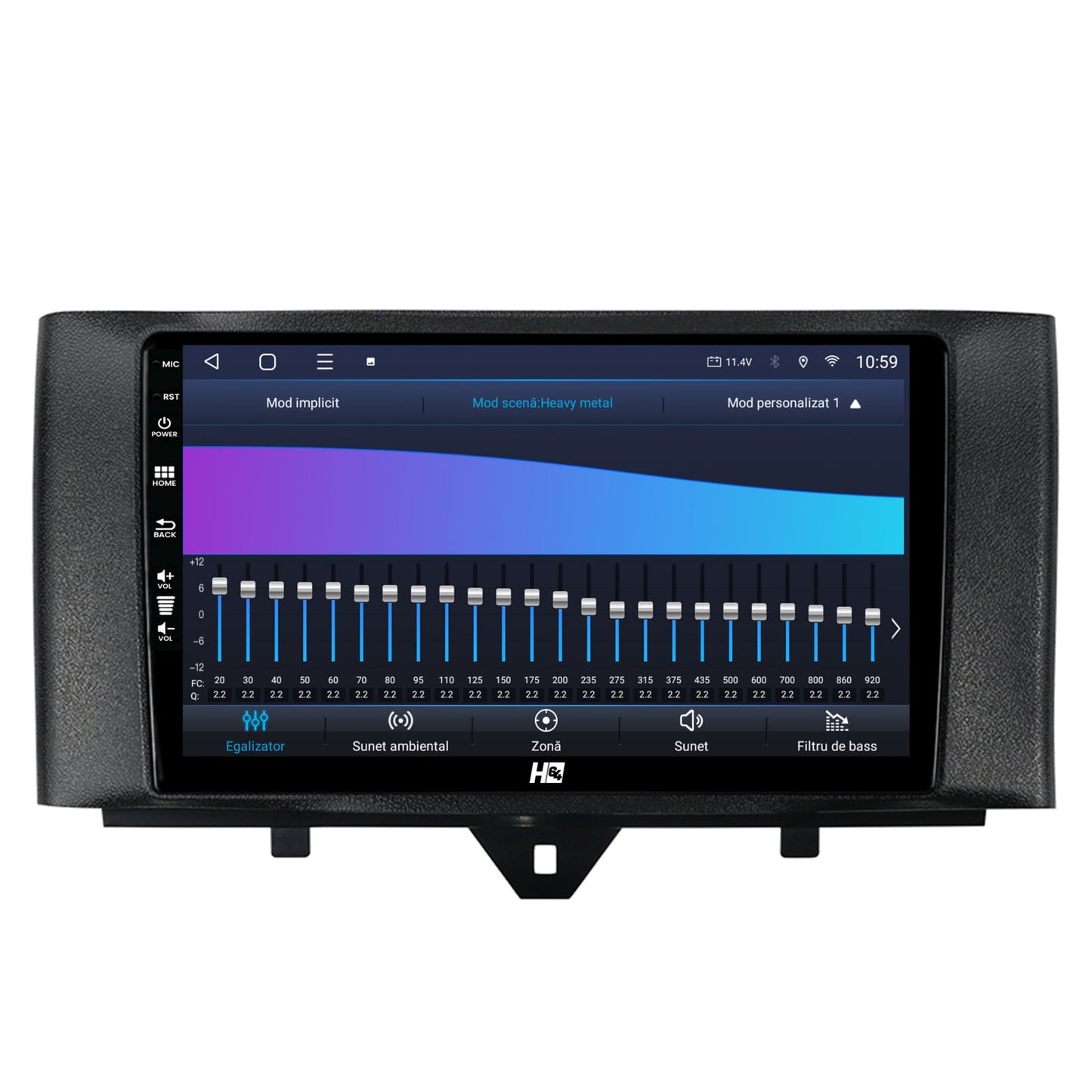 Navigatie HUB64 Smart Fortwo (2010-2015), 6GB RAM, Android, Octacore, Slot Sim 4G, DSP, GPS, Wi-FI, Carplay, Android Auto, USB, Bluetooth, Waze, Touchscreen, 9 Inch