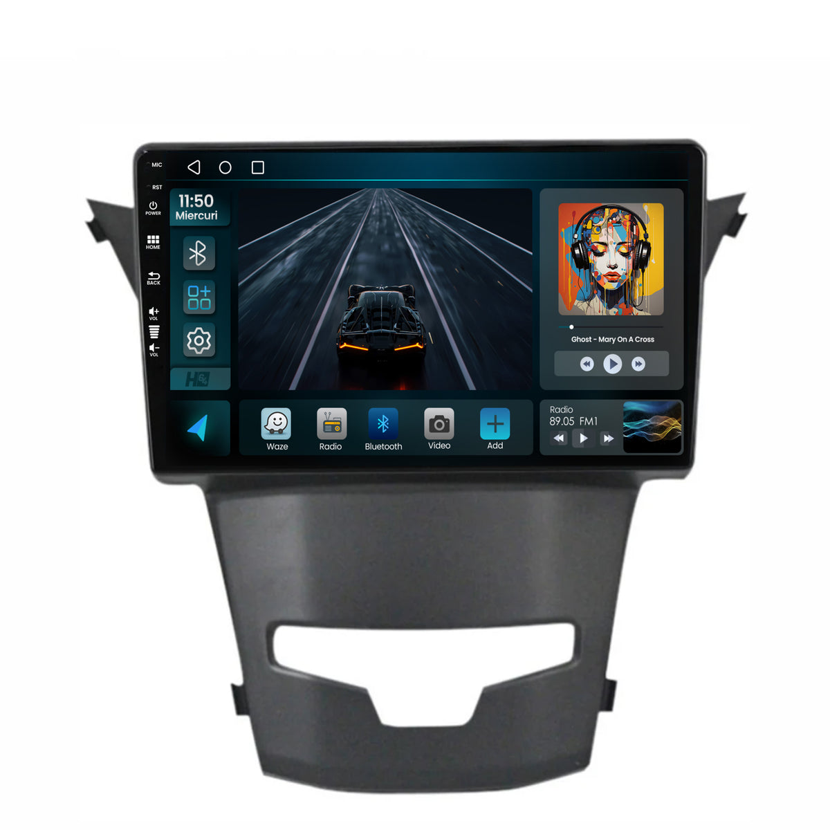 Navigatie HUB64 Ssangyong Korando (2013-2019), 2GB RAM, Android, GPS, Wi-FI, Carplay, Android Auto, USB, Bluetooth, Radio, Waze, Touchscreen, 9 inch