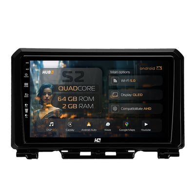 Navigatie HUB64 Suzuki Jimny (2018-2022), 2GB RAM, Android, GPS, Wi-FI, Carplay, Android Auto, USB, Bluetooth, Radio, Waze, Touchscreen, 9 inch