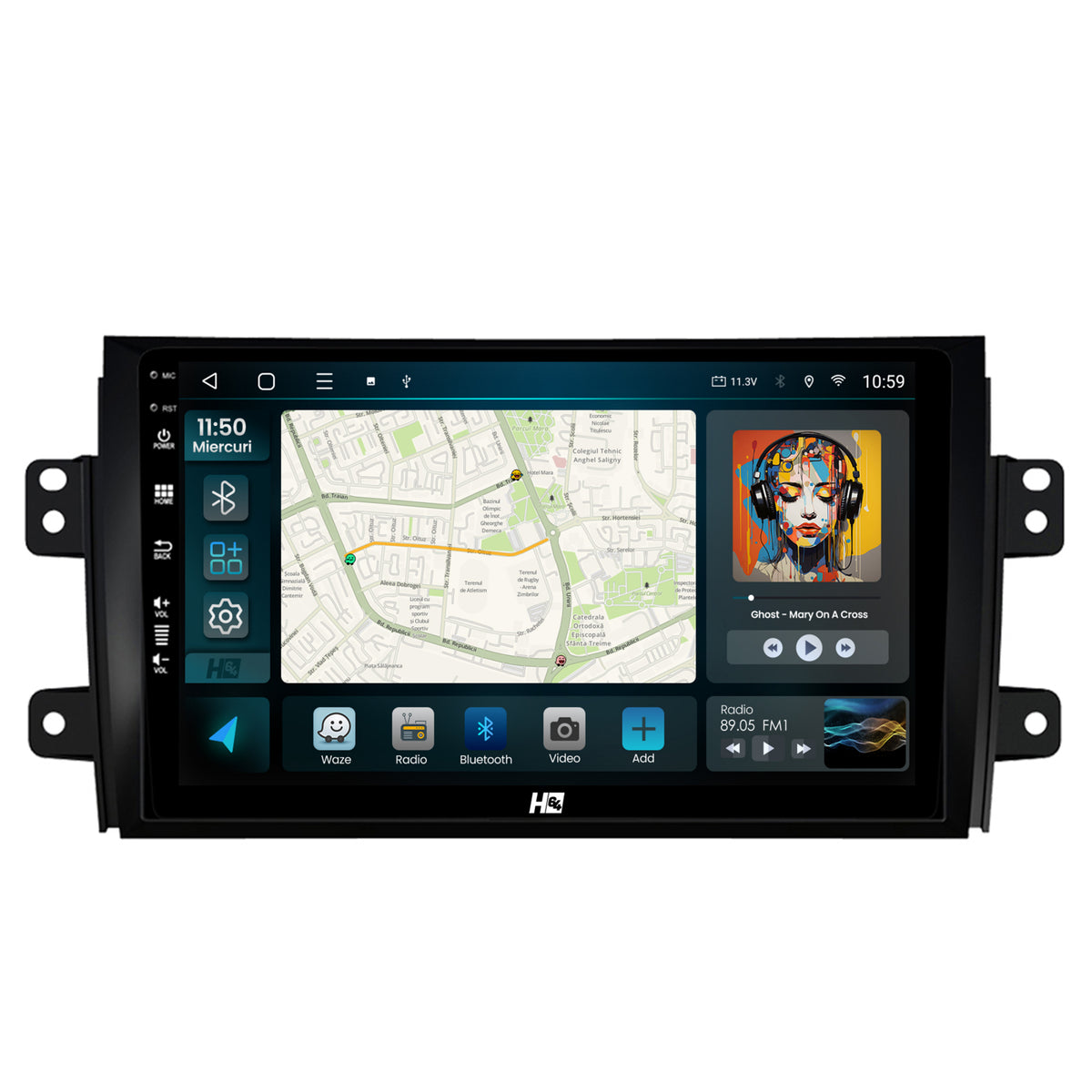 Navigatie HUB64 Suzuki SX4 / Fiat Sedici, 2GB RAM, Android, GPS, Wi-FI, Carplay, Android Auto, USB, Bluetooth, Radio, Waze, Touchscreen, 9 inch