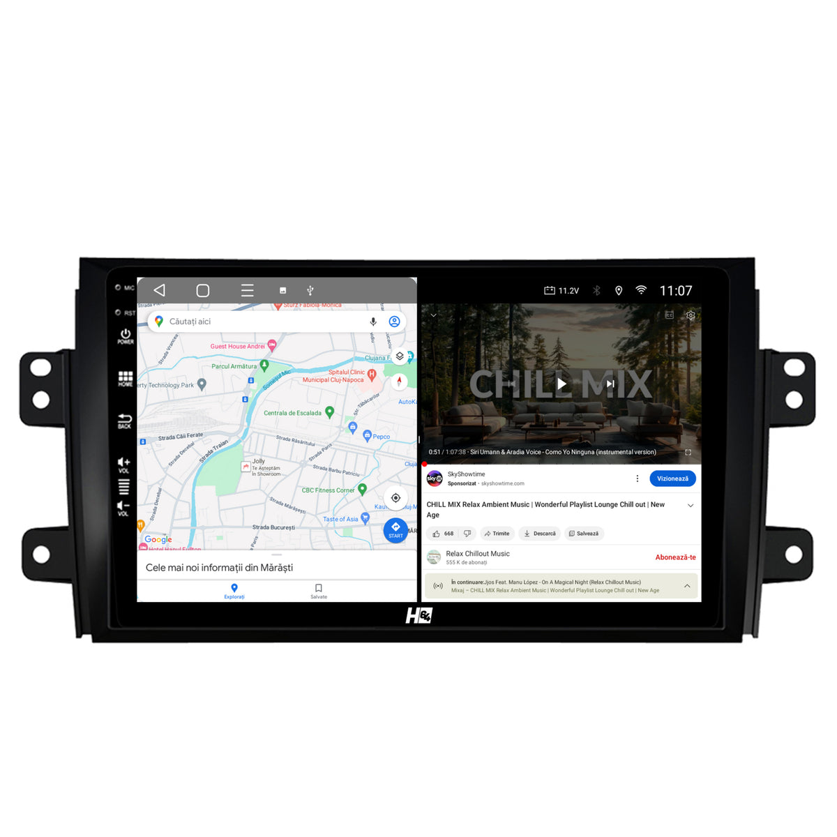 Navigatie HUB64 Suzuki SX4 / Fiat Sedici, 2GB RAM, Android, GPS, Wi-FI, Carplay, Android Auto, USB, Bluetooth, Radio, Waze, Touchscreen, 9 inch