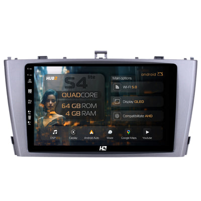 Navigatie HUB64 Toyota Avensis (2008-2015), 4GB RAM, Android, Quadcore, DSP, GPS, Wi-FI, Carplay, Android Auto, USB, Bluetooth, Waze, Touchscreen, 9 inch
