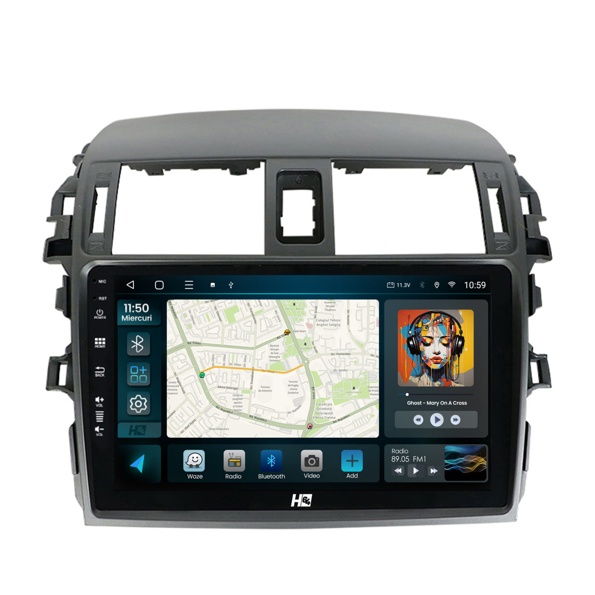 Navigatie HUB64 Toyota Corolla (2007-2013), 8GB RAM, Android, Octacore, Slot Sim 4G, DSP, GPS, Wi-FI, Carplay, Android Auto, USB, Bluetooth, Waze, Touchscreen, 9 Inch