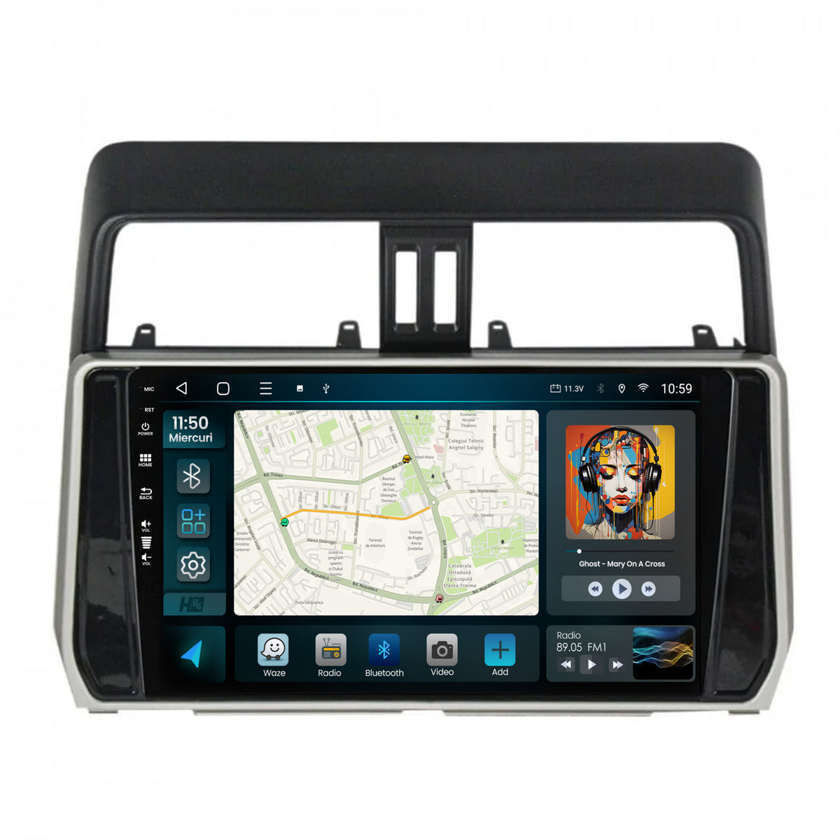 Navigatie HUB64 Toyota Land Cruiser / Prado J150 (2018+), 4GB RAM, Android, Quadcore, DSP, GPS, Wi-FI, Carplay, Android Auto, USB, Bluetooth, Waze, Touchscreen, 10.1 inch