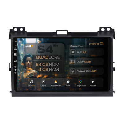Navigatie HUB64 Toyota Prado J120 (2002-2010), 4GB RAM, Android, Quadcore, DSP, GPS, Wi-FI, Carplay, Android Auto, USB, Bluetooth, Waze, Touchscreen, 9 inch
