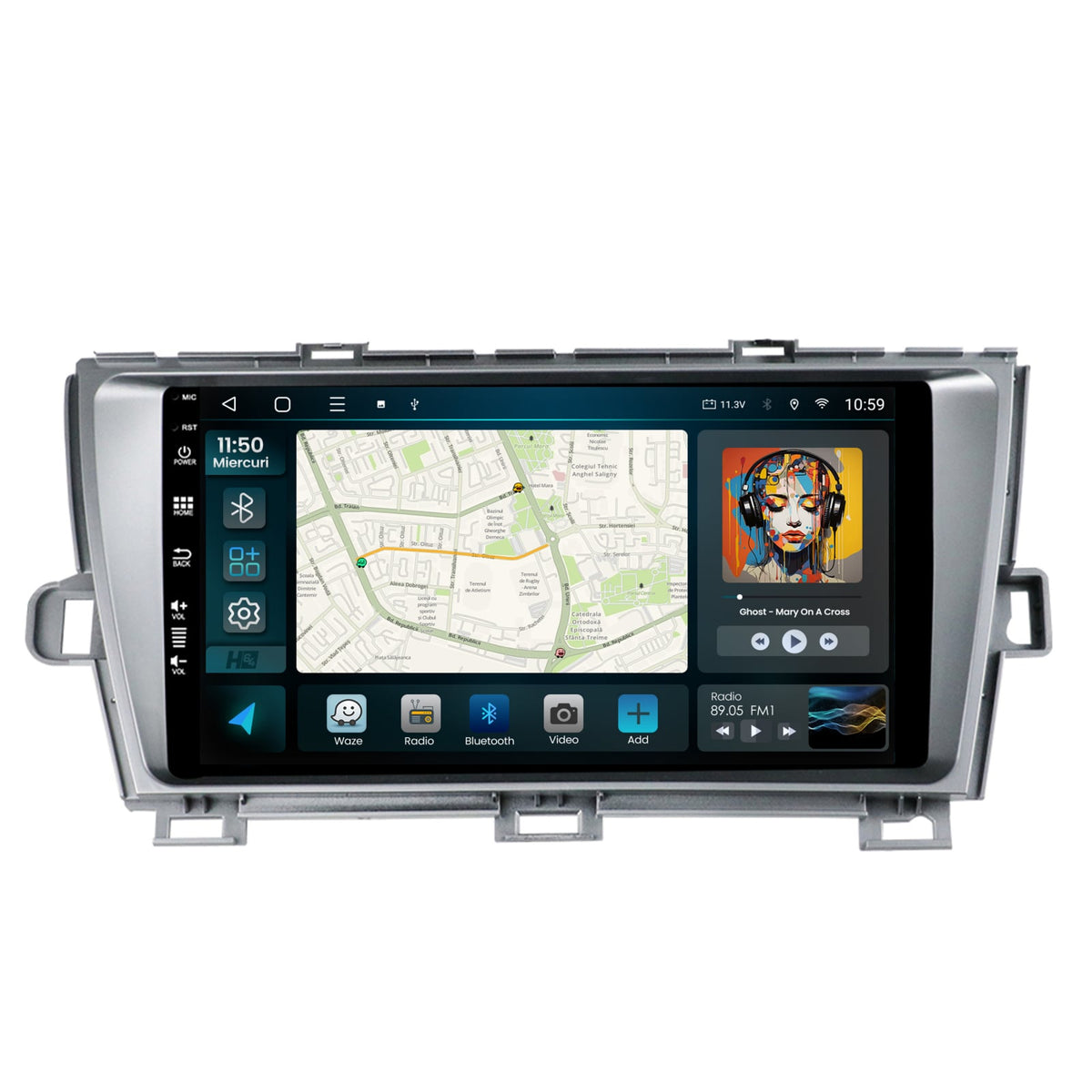 Navigatie HUB64 Toyota Prius (2009-2014), 2GB RAM, Android, GPS, Wi-FI, Carplay, Android Auto, USB, Bluetooth, Radio, Waze, Touchscreen, 9 inch
