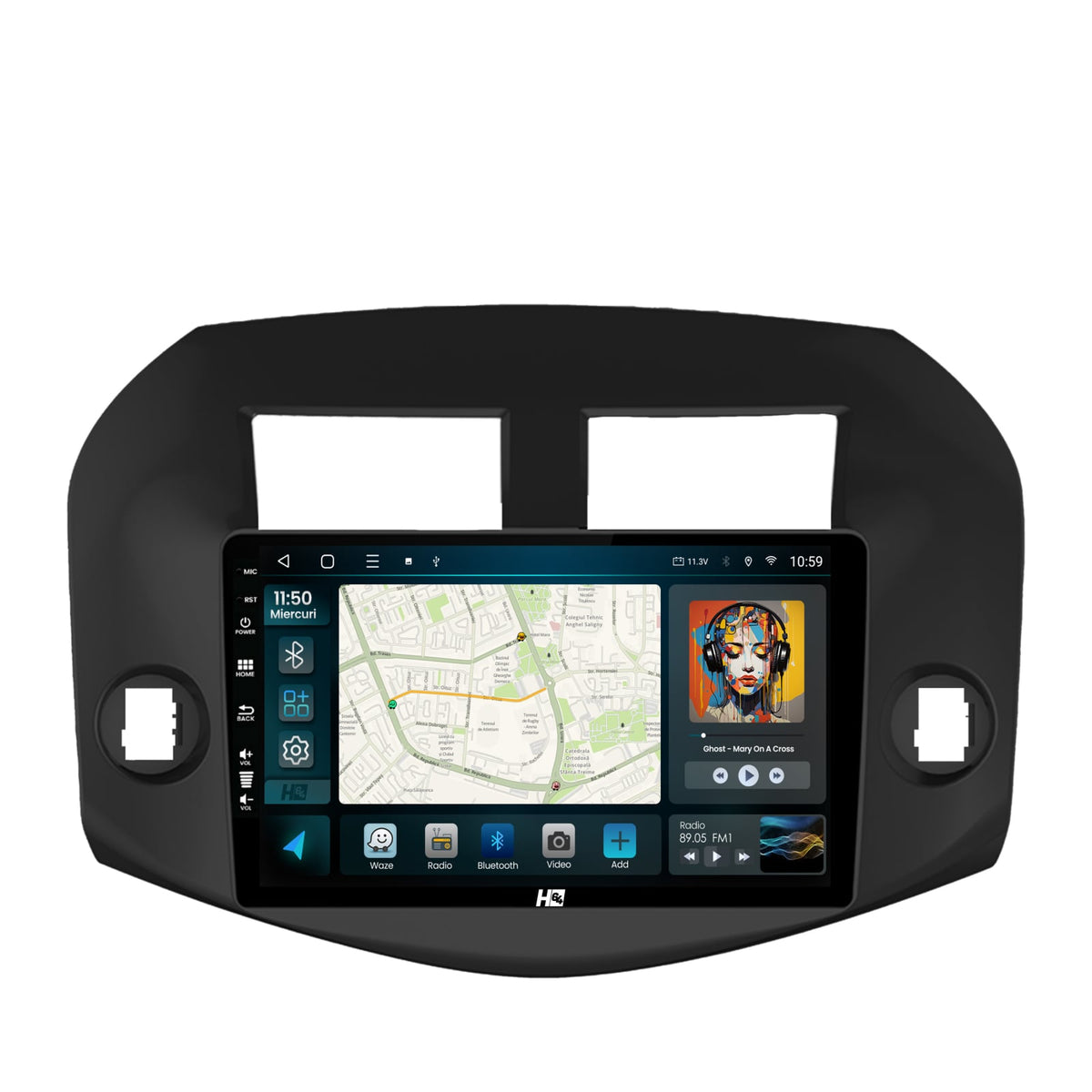Navigatie HUB64 Toyota RAV4 (2005-2013), 2GB RAM, Android, GPS, Wi-FI, Carplay, Android Auto, USB, Bluetooth, Radio, Waze, Touchscreen, 10.1 inch