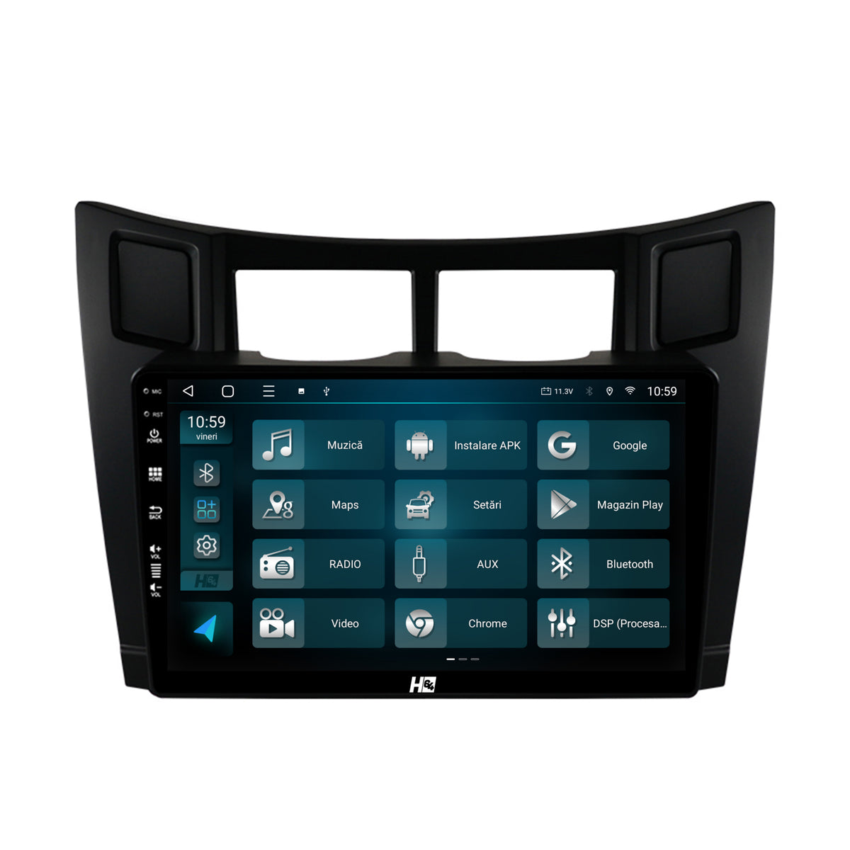 Navigatie HUB64 Toyota Yaris (2005-2012), 6GB RAM, Android, Octacore, Slot Sim 4G, DSP, GPS, Wi-FI, Carplay, Android Auto, USB, Bluetooth, Waze, Touchscreen, 9 Inch