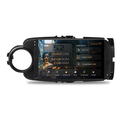 Navigatie HUB64 Toyota Yaris (2010-2018), 2GB RAM, Android, GPS, Wi-FI, Carplay, Android Auto, USB, Bluetooth, Radio, Waze, Touchscreen, 9" inch