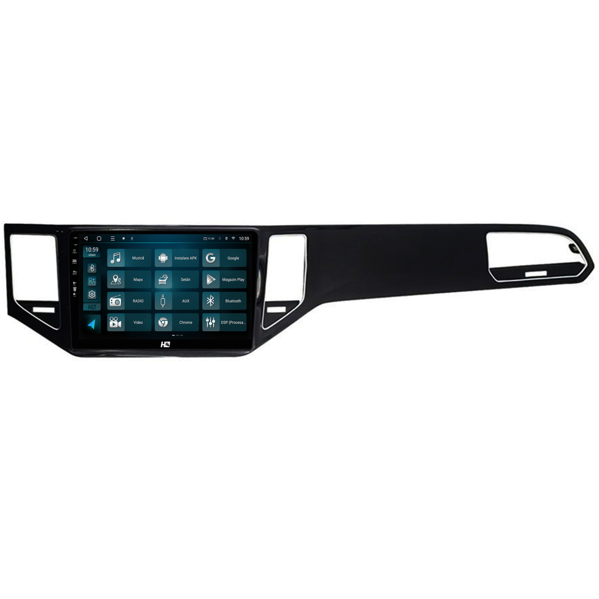 Navigatie HUB64 Golf Sportsvan (2014-2020), 6GB RAM, Android, Octacore, Slot Sim 4G, DSP, GPS, Wi-FI, Carplay, Android Auto, USB, Bluetooth, Waze, Touchscreen, 10.1 Inch