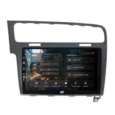 Navigatie HUB64 Volkswagen Golf 7, 4GB RAM, Android, Quadcore, DSP, GPS, Wi-FI, Carplay, Android Auto, USB, Bluetooth, Waze, Touchscreen, 10.1 Inch