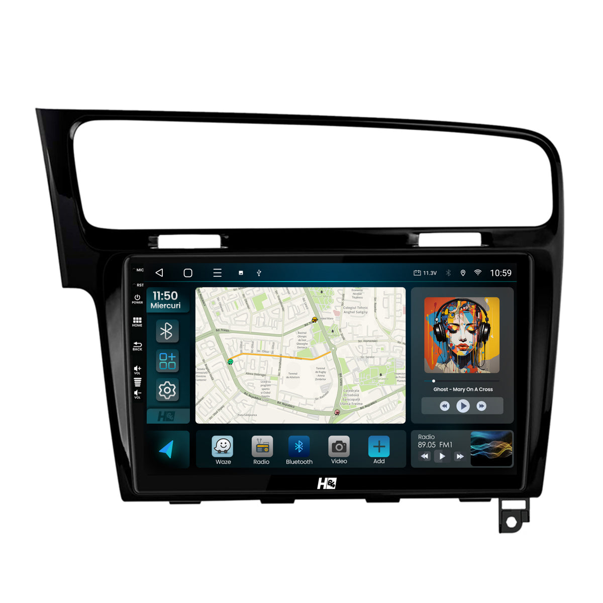 Navigatie HUB64 Volkswagen GOLF 7, 8GB RAM, Android, Octacore, Slot Sim 4G, DSP, GPS, Wi-FI, Carplay, Android Auto, USB, Bluetooth, Waze, Touchscreen, 10.1 Inch