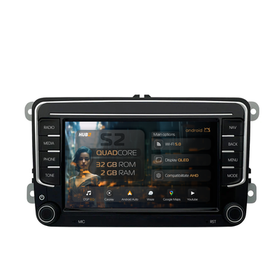 Navigatie HUB64 Volkswagen, Skoda, Seat, 2GB RAM, Android, GPS, Wi-FI, Carplay, Android Auto, USB, Bluetooth, Radio, Waze, Touchscreen, 7 inch