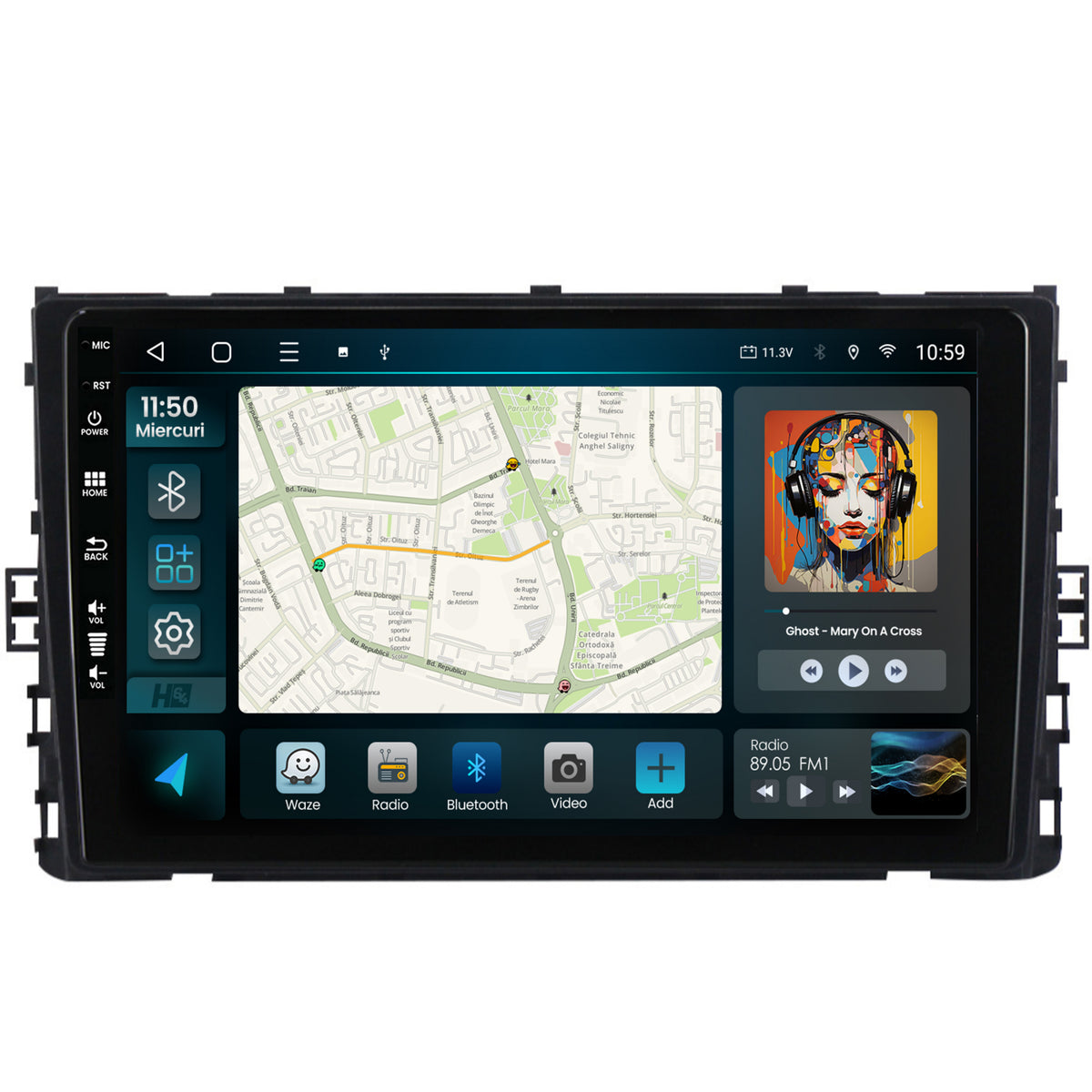Navigatie HUB64 Volkswagen Taigo (2021+), 6GB RAM, Android, Octacore, Slot Sim 4G, DSP, GPS, Wi-FI, Carplay, Android Auto, USB, Bluetooth, Waze, Touchscreen, 9 Inch