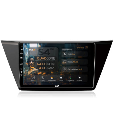 Navigatie HUB64 Volkswagen Touran (2016+), 4GB RAM, Android, Quadcore, DSP, GPS, Wi-FI, Carplay, Android Auto, USB, Bluetooth, Waze, Touchscreen, 10.1 Inch