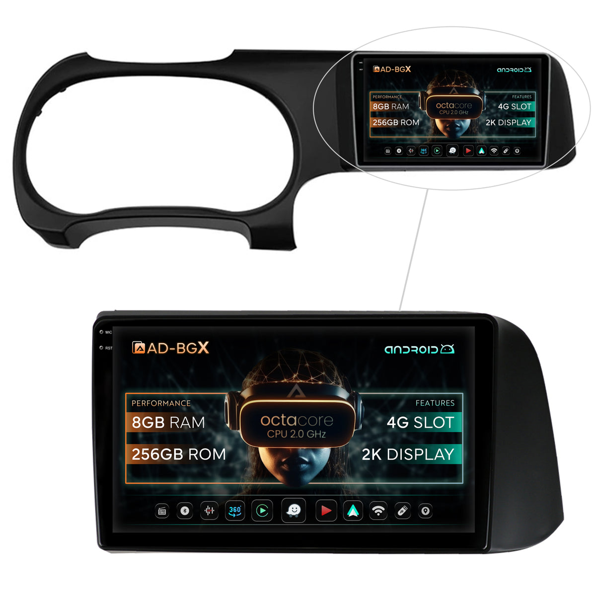 Navigatie Hyundai I10 (2020+), Android, X-Octacore / 8GB RAM + 256GB ROM, 9.5 Inch - AD-BGX9008+AD-BGRKIT221